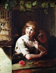 Two Girls with a Jay in a Cage